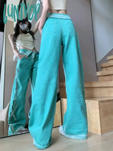 Lunivop American Street Women’s Flanging Design High Waist Jeans Spring Autumn Chic Fashion